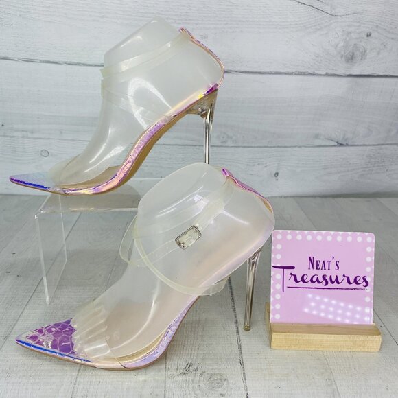 Cape Robbin SKIN Transparent Criss-Cross Straps Stiletto High Heels Shoes Sz 9 M - Picture 2 of 12
